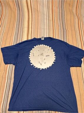 Delta Blue heather Short-Sleeve Tee with reflective fast food monsters Graphic